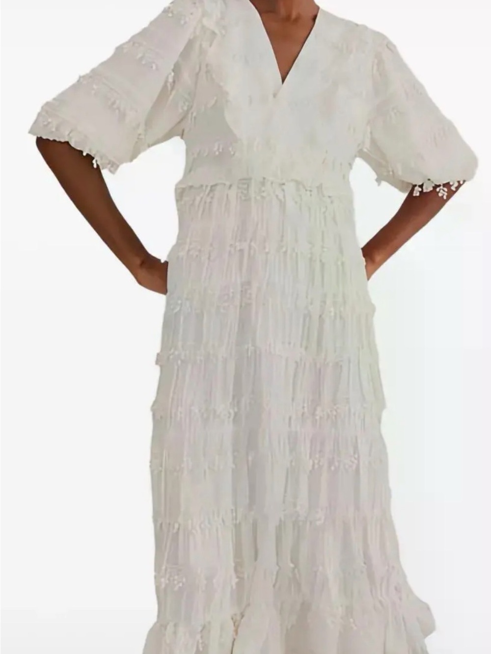 FARM Rio Ruffle Trim Dress White Small - Picture 4 of 9